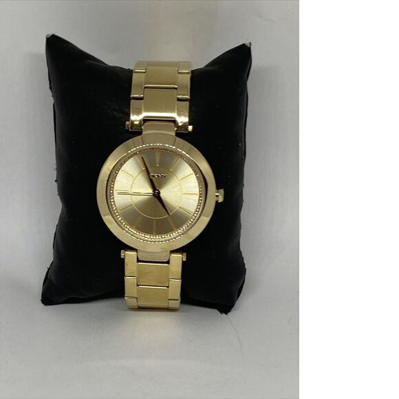 DKNY NY2286 Women Gold Stainless Steel Analog Gold Dial Quartz Wrist Watch UC286 - Picture 1 of 12
